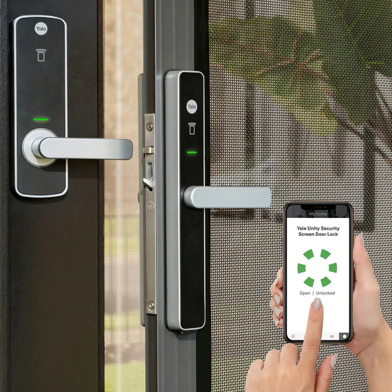YALE UNITY SECURITY SCREEN DOOR LOCK SILVER