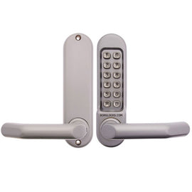 Borg Mechanical Digital Door Lock with Lever and 8mm Spindles Satin Chrome - BL5001SC