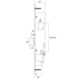 M and N Special Narrow Style Lock For Use With 8mm Spindle Escutcheons.